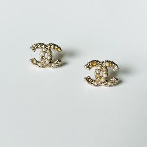 Authentic Chanel Gold CC Pearl Earrings- Missing Pearls